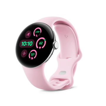 Google Pixel Watch 3|41mm Smartwatch|Polished Silver Aluminum Case|Rose Quartz Active Band